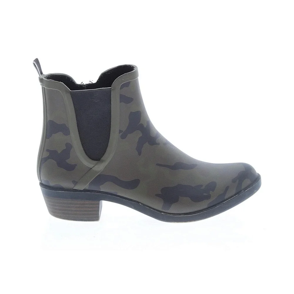 Lucky Brand Camo Rain Boots‎ Camouflage Waterproof Ankle Boots Block Heels Sz 8